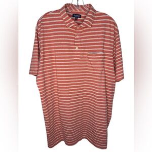 Fish Hippie Co Men's Pink Gray Striped Polo Shirt - XL